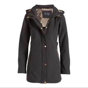 Jessica Simpson Leopard-Contrast Softshell Jacket